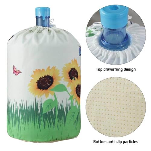 BAOZOON 5 Gallon Water Dispenser Barrel Dust Cover Reusable Water Bucket Protective Cover Water Bottle Sleeve Cover 5 Gallon Water Jug Cover for Home Office(Sunflower) - Image 3