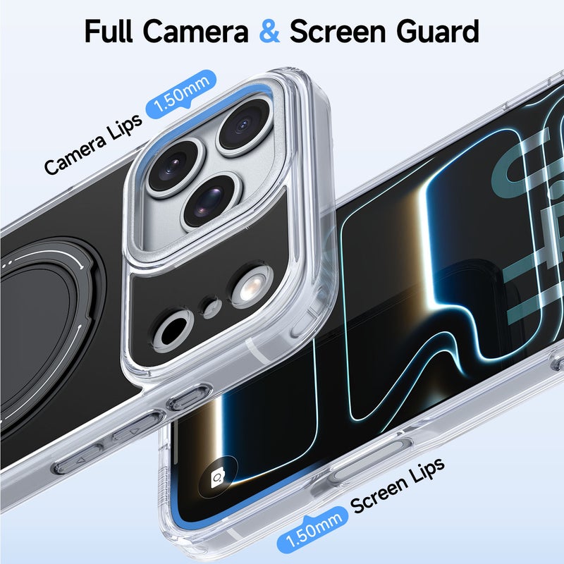 Multi-Functional Protective for iPhone Case  TPU + Acrylic Integrated Overmolding | Aluminum Alloy Kickstand | 360° Rotatable Stand Magnetic & Wireless Charging Compatible - Image 4