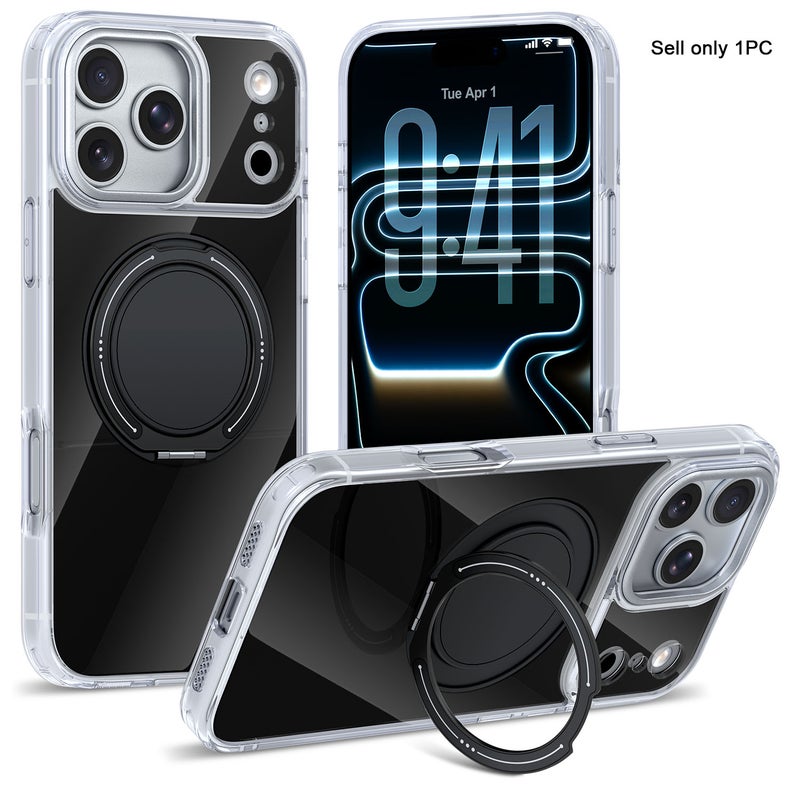 Multi-Functional Protective for iPhone Case  TPU + Acrylic Integrated Overmolding | Aluminum Alloy Kickstand | 360° Rotatable Stand Magnetic & Wireless Charging Compatible - Image 1