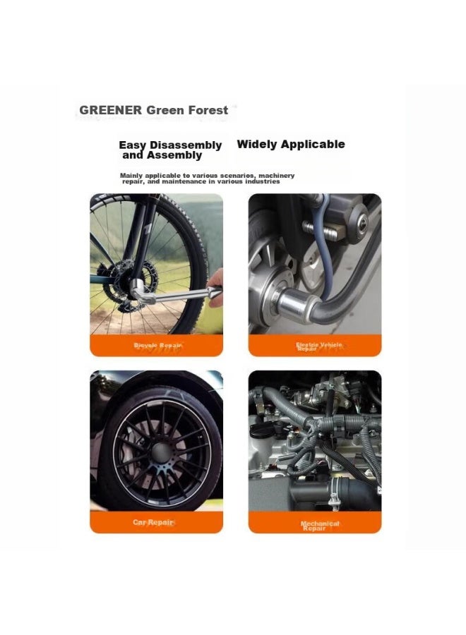 Greener L-shaped Household Socket Wrench Set Of 3： Hexagon/pipe/torpedo/bent Head/double-headed/piercing Tire Wrench - Image 5