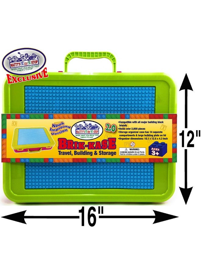 Matty's Toy Stop Matty's Toy Stop Brik-Kase 2.0 Travel, Building, Storage & Organizer Container Case with Building Plate Lid (Holds Approx 2000pcs) - Compatible with All Major Brands (Pink, Lime & Aqua)  - Image 2