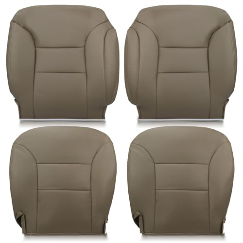 AUTOKAY Driver Passenger Bottom Top Seat Cover Tan for Chevy Silverado Tahoe 1995-1999 for GMC Sierra Yukon Front Car Seat Covers for Driver and Passenger Bottom Seats - Image 1