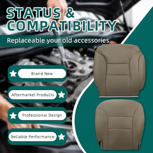 AUTOKAY Driver Passenger Bottom Top Seat Cover Tan for Chevy Silverado Tahoe 1995-1999 for GMC Sierra Yukon Front Car Seat Covers for Driver and Passenger Bottom Seats - Image 5