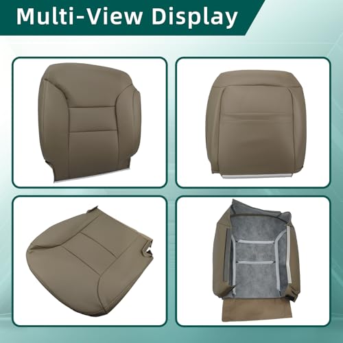 AUTOKAY Driver Passenger Bottom Top Seat Cover Tan for Chevy Silverado Tahoe 1995-1999 for GMC Sierra Yukon Front Car Seat Covers for Driver and Passenger Bottom Seats - Image 4