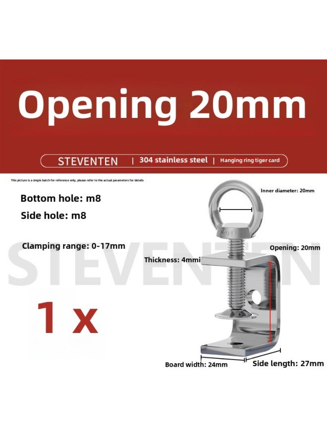 304 Stainless Steel Fixing Clip To Stabilize Steel Beam Pipe Clamp Clamp Clamp Clamp Clamp Clamp U-shaped Clip Square Tiger Clip-Specification Model:[ring Eye Style] Opening 20mm  - Image 1