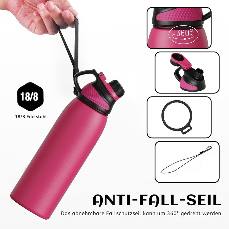 FjBottle Stainless Steel Water Bottle 600ml/800ml/1L/1.5L with Magnetic Lid, BPA Free Insulated Water Bottle, Sports Metal Hot&Cold Drinks Vacuum Flask Leak-Proof for Gym, Work, Travel - Image 3