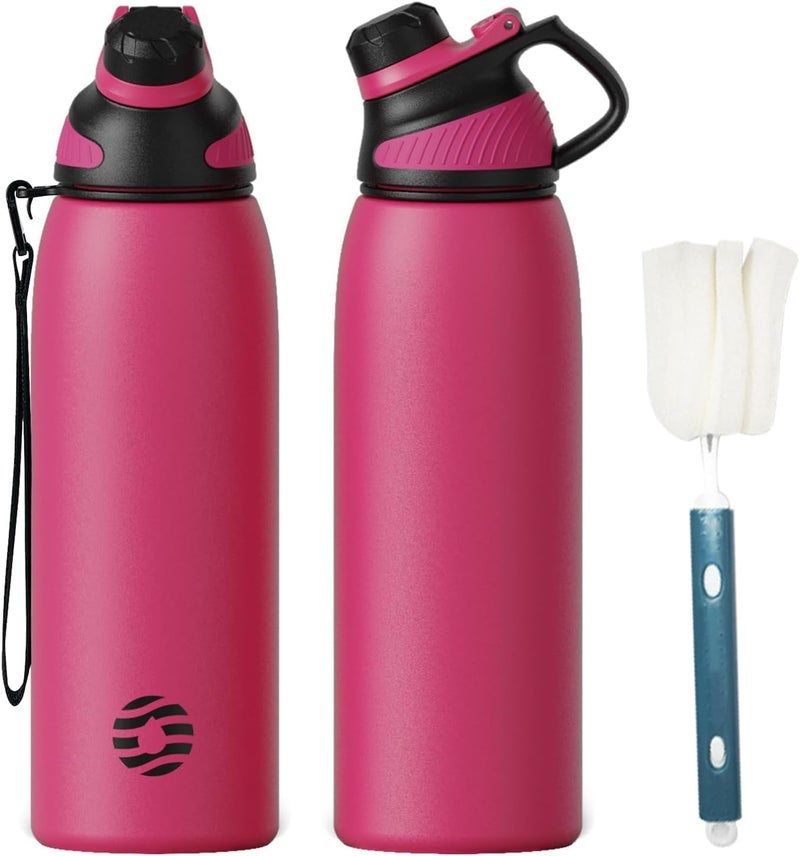 FjBottle Stainless Steel Water Bottle 600ml/800ml/1L/1.5L with Magnetic Lid, BPA Free Insulated Water Bottle, Sports Metal Hot&Cold Drinks Vacuum Flask Leak-Proof for Gym, Work, Travel - Image 1