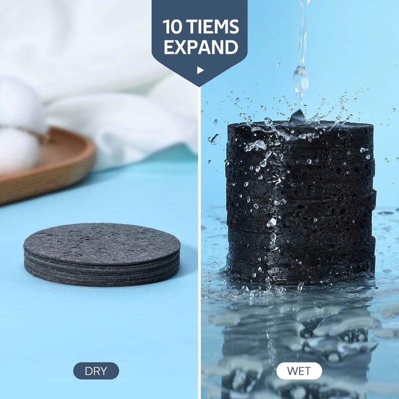GAINWELL 50-Count Black Compressed Facial Sponges for Daily Facial Cleansing and Exfoliating, 100ï¼… Natural Cosmetic Spa Sponges for Makeup Remover, Reusable - Image 4