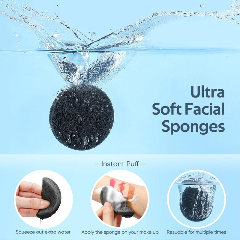 GAINWELL 50-Count Black Compressed Facial Sponges for Daily Facial Cleansing and Exfoliating, 100ï¼… Natural Cosmetic Spa Sponges for Makeup Remover, Reusable - Image 2