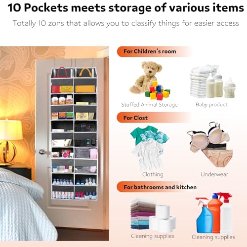 Ofiray-home Over the Door Organizer 5 Tiers, Extra Large Behind Door Storage of 10 Compartments, 80 lbs Weight Capacity Over Door Organizer, Door Hanging Organizer for Closet, Diaper Organizer, Room storage - Image 5