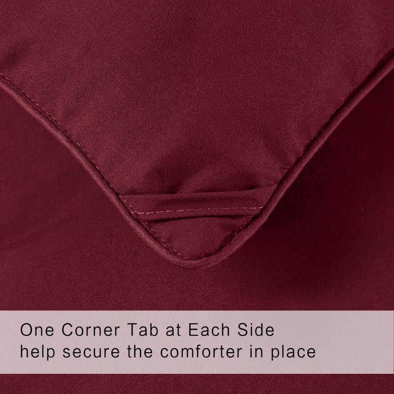 COHOME Quilted Queen Size Comforter - All-Season Down Alternative Duvet Insert - Luxury Hotel Winter Warm Burgundy Comforter with Anti-Clump Tech & 8 Tabs -Reversibleï¼ˆ88"x88"ï¼‰ - Image 5