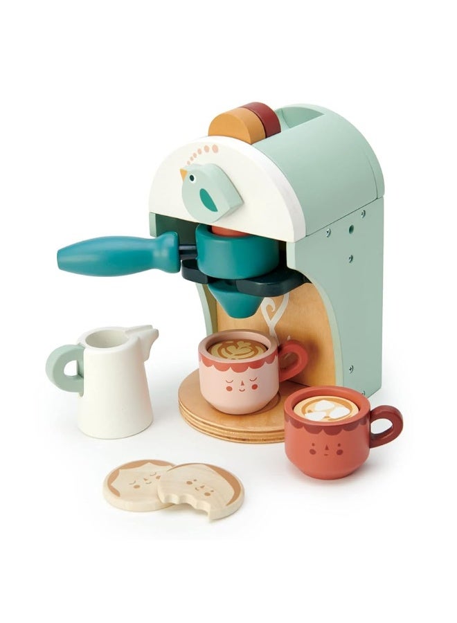 Tender Leaf Toys - Babyccino Maker - Wooden Coffee Machine Pretend Food Play Toy with Espresso Capsules and Cups - Made with Premium Materials and Craftsmanship - Age 3+ - Image 3