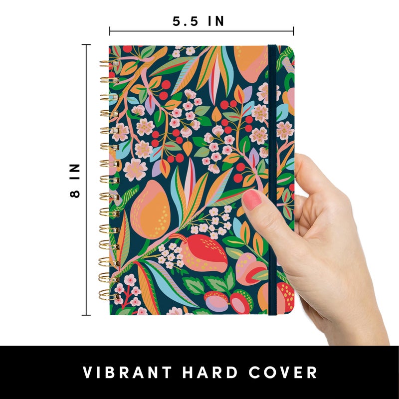PAPERAGE Lined Spiral Journal Notebook, (Cherry Blossom/Fruit), 160 Pages, Hardcover Journal for Women & Men, Medium 5.5 in x 8 in - 100 GSM, Thick Paper, Spiral Notebook for Work, School & Journaling - Image 2