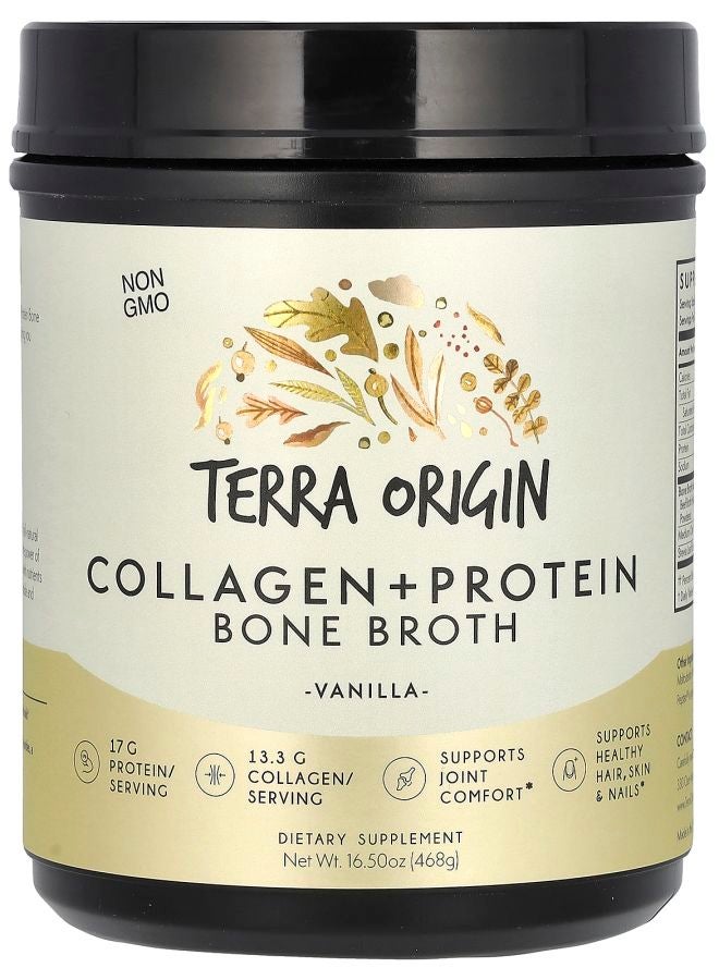 Terra Origin Collagen + Protein Bone Broth Vanilla 16.50 oz (468 g)
