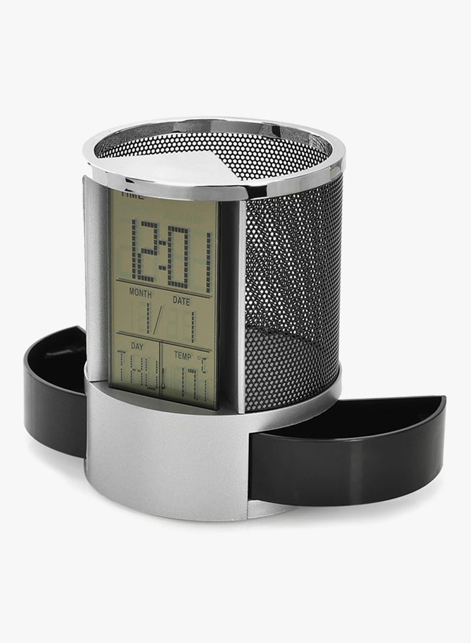 Loquat Clock Pen Holder Black/Silver - Image 3