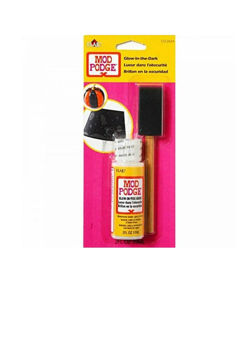 Mod Podge - Mod Podge Medium with Foam Brush 2oz Glow-In-The-Dark - Image 1