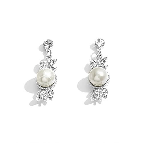 Peora Silver Plated Crystal & Pearl Studded Stylish Necklace Drop Earrings with Bracelet Set Fashion Jewellery for Women - Image 5