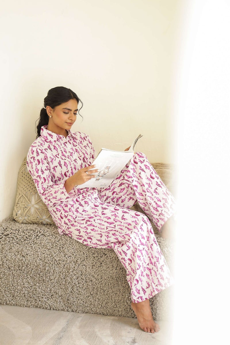 Label Flavia طقم بيجامة بنفسجي للنساء - Image 1