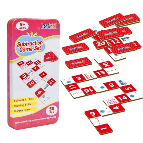 Kasfalci Subtraction Dominoes SetMath Manipulatives Games for KidsCounting ToysLearning GamesPreschool Learning ActivitiesHomeschool SuppliesKindergarten Classroom Must Haves1st 2nd 3rd Grade - Image 1