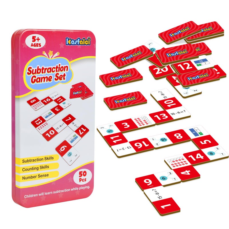Kasfalci Subtraction Dominoes SetMath Manipulatives Games for KidsCounting ToysLearning GamesPreschool Learning ActivitiesHomeschool SuppliesKindergarten Classroom Must Haves1st 2nd 3rd Grade - Image 3