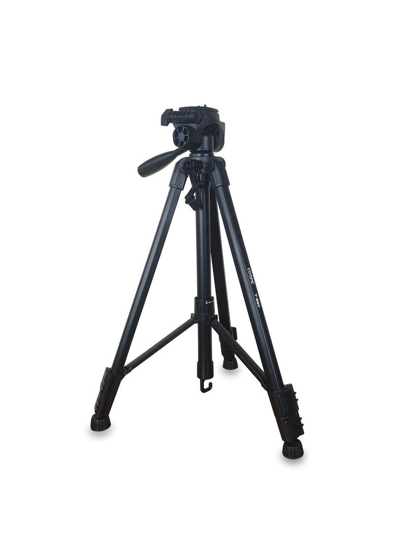 Coopic T-590 Light weight Portable Aluminum Camera Tripod Maximum Height 146cm/57.48inch Compatible with Canon Nikon Sony DSLR Camera with Carry Case Load 3kg 6.60lb Load - Image 1