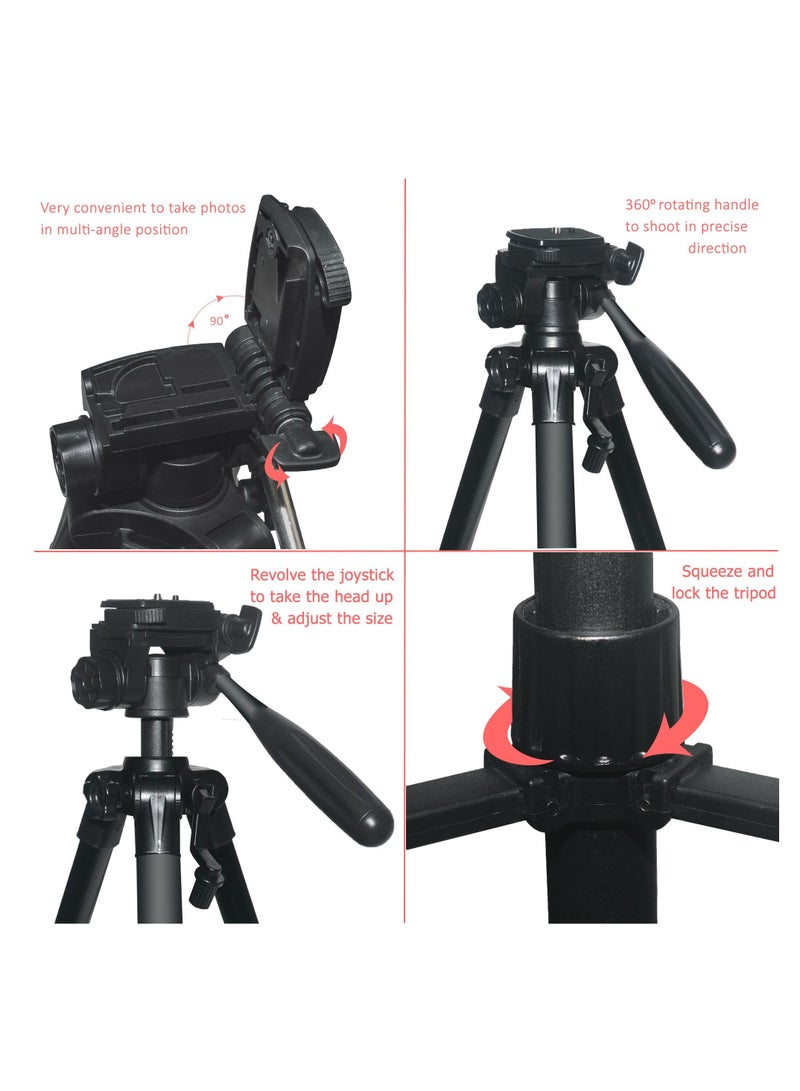 Coopic T-590 Light weight Portable Aluminum Camera Tripod Maximum Height 146cm/57.48inch Compatible with Canon Nikon Sony DSLR Camera with Carry Case Load 3kg 6.60lb Load - Image 5