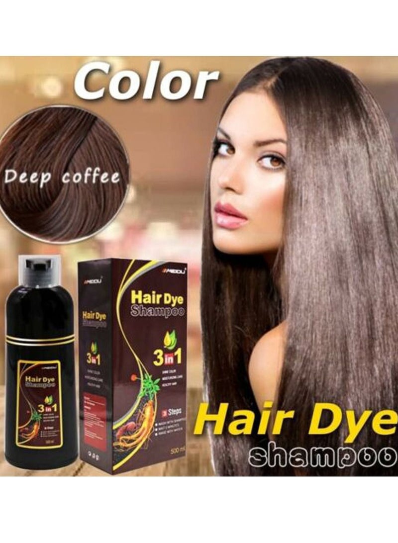 Meidu 3 In One Permanent Dark Brown Hair Dye Shampoo 500ml - Image 1