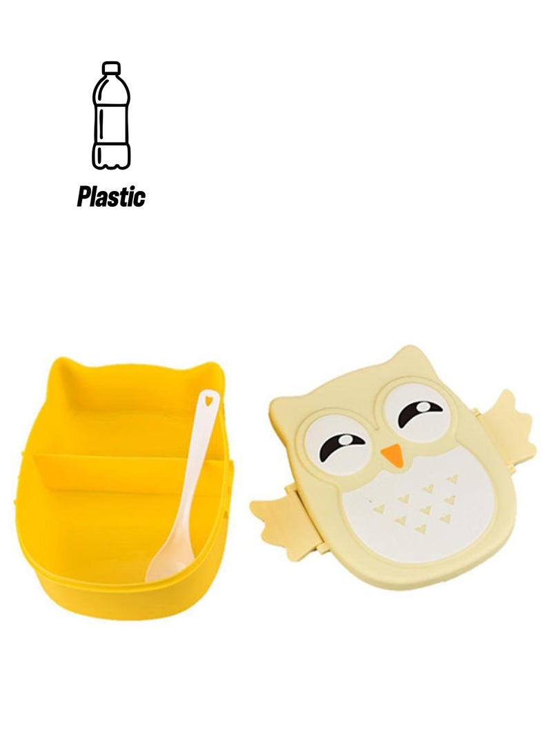 NIBEMINENT Owl Designed Food Container Lunch Box Yellow/Beige/Black 16cm - Image 1