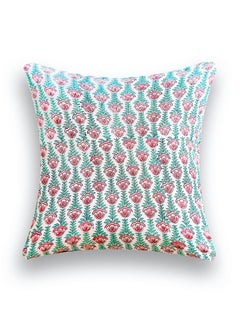 OJARIYA Multicoloured Hand Block Printed Premium Organic Non Allergenic Cotton Quilted Cushion Cover 40 Cm X 40 Cm  - Image 1