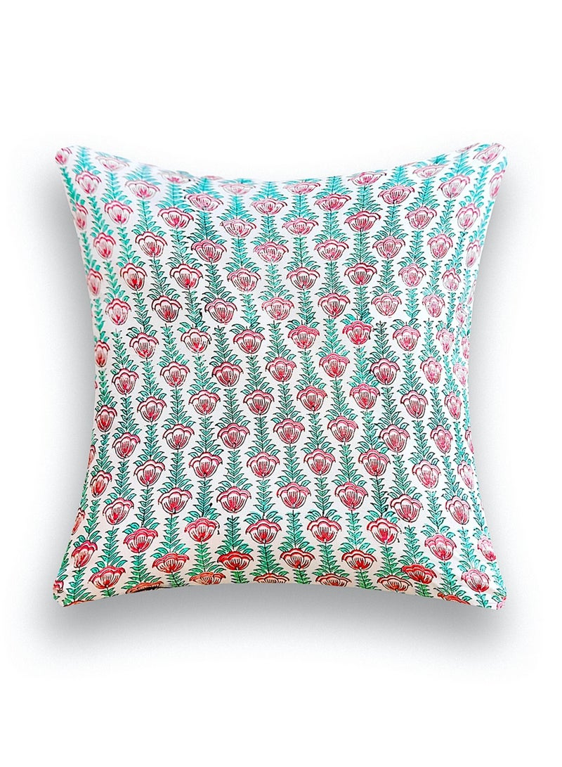 أوجريا غطاء وسادة مبطن من القطن العضوي الفاخر غير مسبّب للحساسية متعدد الألوان مطبوع يدويًا 40 سم × 40 سم - Image 1