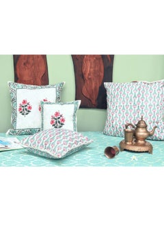 OJARIYA Multicoloured Hand Block Printed Premium Organic Non Allergenic Cotton Quilted Cushion Cover 40 Cm X 40 Cm  - Image 4