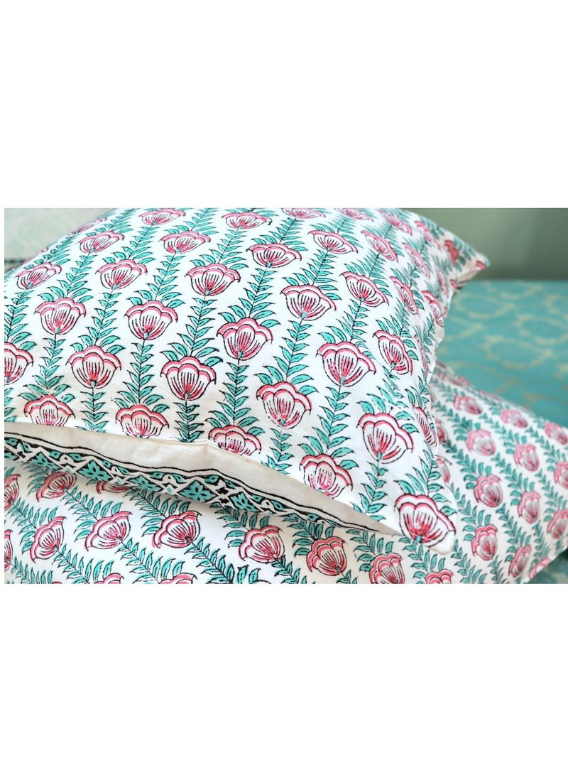 أوجريا غطاء وسادة مبطن من القطن العضوي الفاخر غير مسبّب للحساسية متعدد الألوان مطبوع يدويًا 40 سم × 40 سم - Image 5