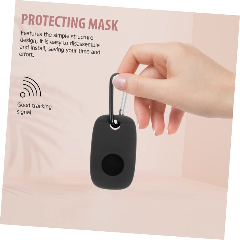 2Pcs Unbreakable Keychain Carabiner with Tile Mate Protection Case Shockproof Cover Black - Image 4