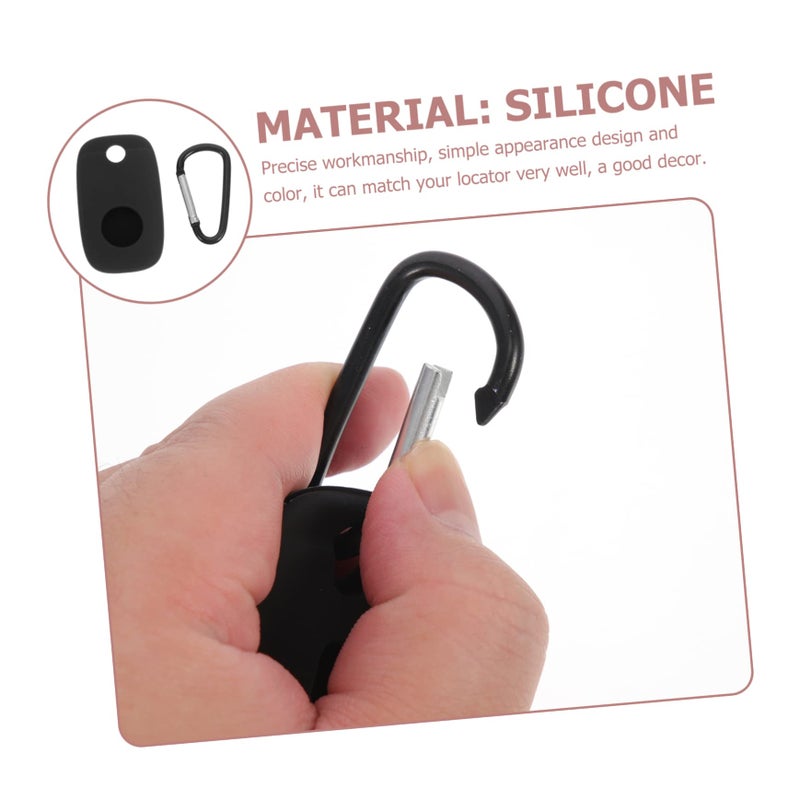 2Pcs Unbreakable Keychain Carabiner with Tile Mate Protection Case Shockproof Cover Black - Image 3