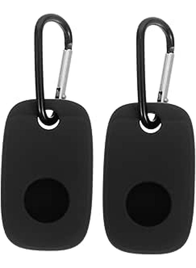 2Pcs Unbreakable Keychain Carabiner with Tile Mate Protection Case Shockproof Cover Black - Image 1