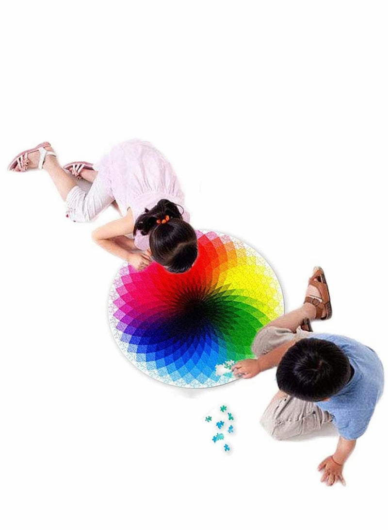 KASTWAVE 1000 Piece Puzzles Gradient Color Rainbow with Cool Rainbow Effect Large Round Thicker Paper Palette Intellectual Game for Adults  - Image 5