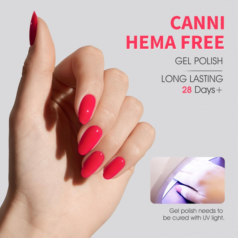 CANNI 6 Colors 9 ML Hema-Free Glitter Red Gel Nail Polish Set, Dark Cherry Red Gel Polish Kit, Soak Off LED Nail Gel Manicure Kit DIY at Home Salon Gifts - Image 4