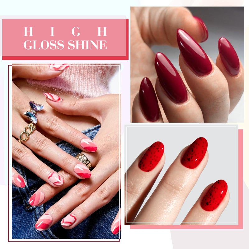 CANNI 6 Colors 9 ML Hema-Free Glitter Red Gel Nail Polish Set, Dark Cherry Red Gel Polish Kit, Soak Off LED Nail Gel Manicure Kit DIY at Home Salon Gifts - Image 3