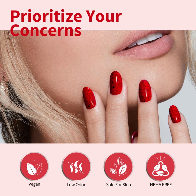 CANNI 6 Colors 9 ML Hema-Free Glitter Red Gel Nail Polish Set, Dark Cherry Red Gel Polish Kit, Soak Off LED Nail Gel Manicure Kit DIY at Home Salon Gifts - Image 5