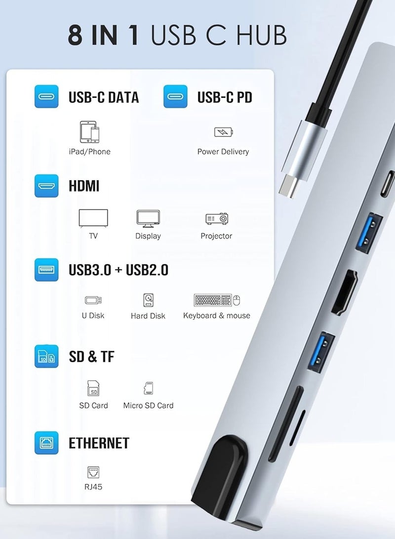 JAJEEK "NEW 8-in-1 USB-C Docking Station – Multiport Adapter with 4K HDMI, Power Delivery & More" - Image 2