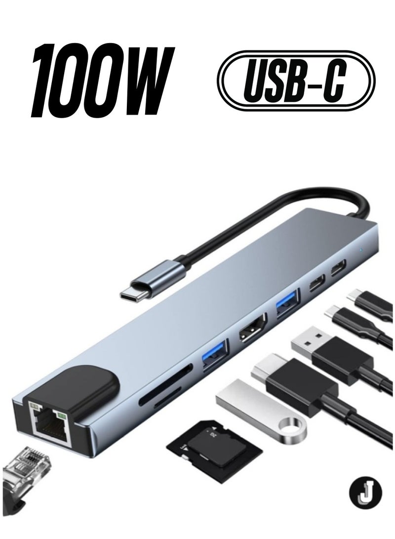 JAJEEK "NEW 8-in-1 USB-C Docking Station – Multiport Adapter with 4K HDMI, Power Delivery & More" - Image 1