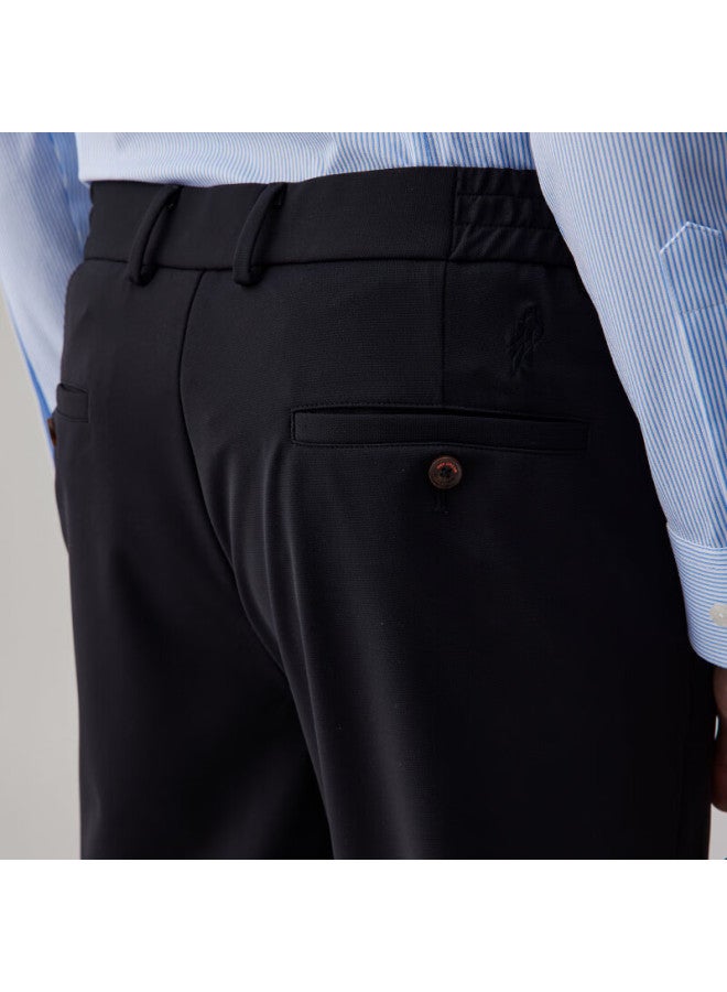 Ouding [cool Fiber] First-class Black High-elasticity Casual Trousers For Men, Summer Cool Long Pants, Black, Size 35 - Image 2