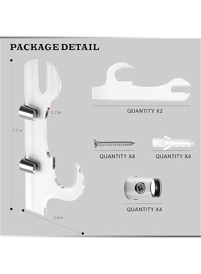 Sword Wall Mount, 2 Layer Sword Wall Mount Display Hooks, Acrylic Katana Stand Wall Mounted, Lightsaber Wall Mount, Sword Stand, Sword Hook Display Which Can Support All Swords (White) - Image 3