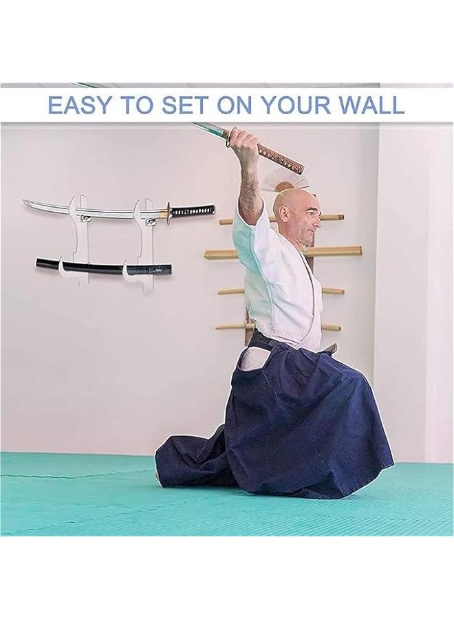 Sword Wall Mount, 2 Layer Sword Wall Mount Display Hooks, Acrylic Katana Stand Wall Mounted, Lightsaber Wall Mount, Sword Stand, Sword Hook Display Which Can Support All Swords (White) - Image 5