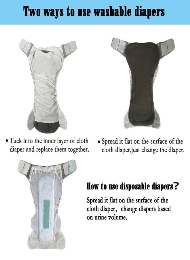 Lmaray 3 Pack Adult Cloth Diapers with Oversized Diaper Inserts, TPU Waterproof Nappy Reusable Washable Elderly Incontinence Care Protection Nappies Underwear for Men or Women, Waist 35.4-47.2Inches (L - Image 3