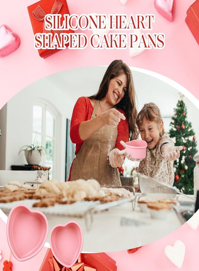Menkxi 12 Pcs Mother's Day Heart Shaped Cake Pans Pink Red Silicone Mini Heart Cake Mold Nonstick Dessert Pan Chocolate Baking Tray Bakeware for Mother's Day Birthday Cupcake Muffin Tool(Pink,4'') - Image 5