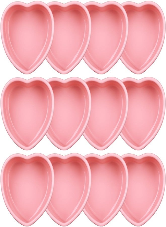 Menkxi 12 Pcs Mother's Day Heart Shaped Cake Pans Pink Red Silicone Mini Heart Cake Mold Nonstick Dessert Pan Chocolate Baking Tray Bakeware for Mother's Day Birthday Cupcake Muffin Tool(Pink,4'') - Image 1