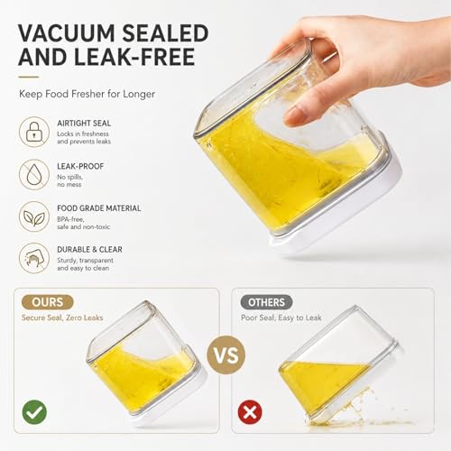 BARRYSAIL Vacuum Sealed Food Storage Containers with Pump – Airtight, Keeps Food Fresh, Prevents Bacteria – Ideal for Grains, Coffee, Snacks & dog food storage container(4-Piece Set) - Image 4