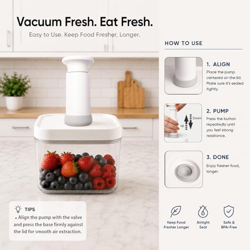 BARRYSAIL Vacuum Sealed Food Storage Containers with Pump – Airtight, Keeps Food Fresh, Prevents Bacteria – Ideal for Grains, Coffee, Snacks & dog food storage container(4-Piece Set) - Image 2