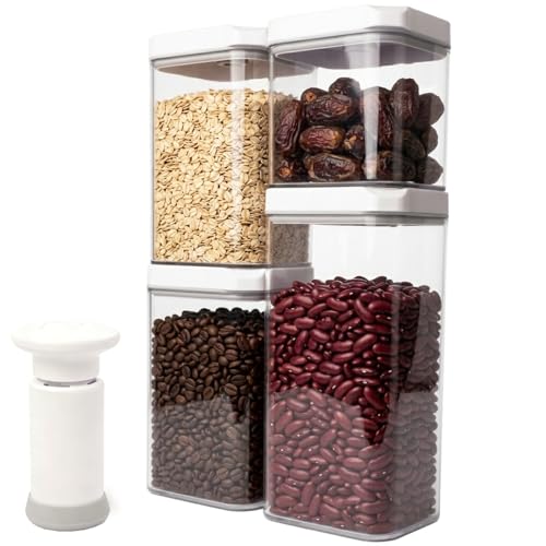 BARRYSAIL Vacuum Sealed Food Storage Containers with Pump – Airtight, Keeps Food Fresh, Prevents Bacteria – Ideal for Grains, Coffee, Snacks & dog food storage container(4-Piece Set) - Image 1
